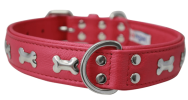 Rotterdam Bones Dog Collar by Angel 24" X 1.25" , Hot Pink