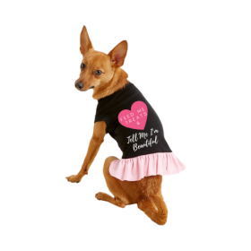 Feed Me Treats & Tell Me I'm Beautiful (Color: Black w Light Pink Ruffle, size: X Small)