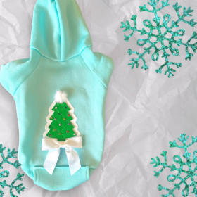 Quilted Christmas Tree Dog Hoodie (size: XS)