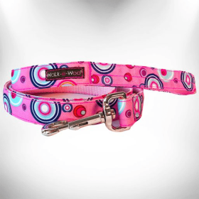 Martini Dog Leads (Color: Pink, size: THIN Lead 5/8" width- 5' length)